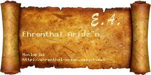 Ehrenthal Arián névjegykártya